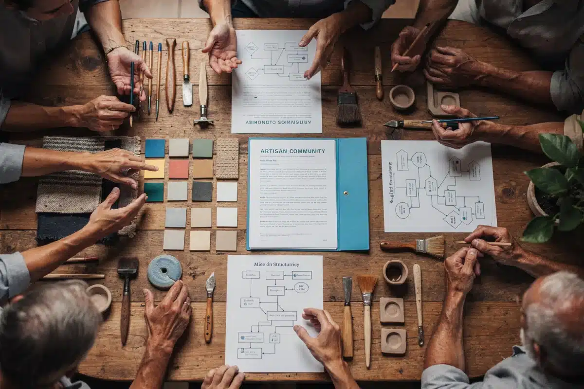 Choisir une communauté d’artisans alignée sur votre obj Choisir une communauté d’artisans alignée sur votre objectif — Illustration — communauté artisans — Artisanat d'art