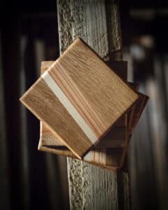 Sous-verres avec inscrustations - bois de récupération - - Artisanat d'art