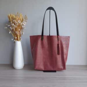 Cabas en cuir - Plum'paillettes - - Artisanat d'art