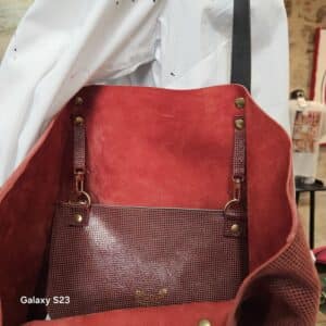 Cabas en cuir - Plum'paillettes - - Artisanat d'art