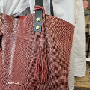 Cabas en cuir - Plum'paillettes - - Artisanat d'art