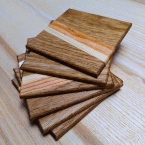 Sous-verres avec inscrustations - bois de récupération - - Artisanat d'art
