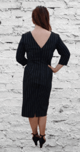 Robe Fourreau Manches 3/4 à Rayures Pin-up Rétro Vintage - - Artisanat d'art